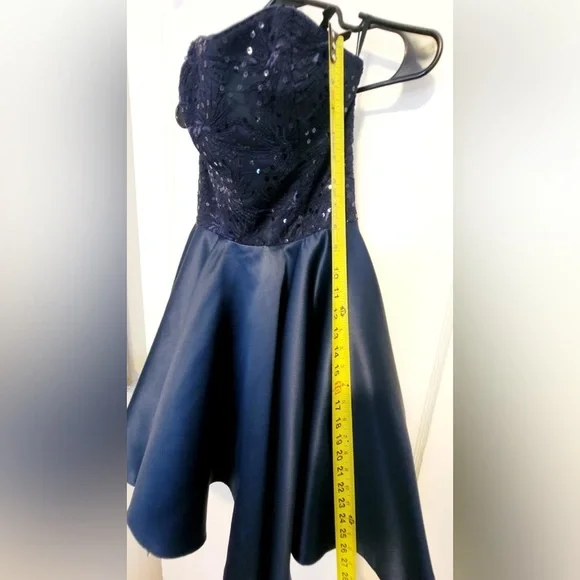 Blue Strapless Sweetheart Fit and Flare Dress - Picture 8 of 9